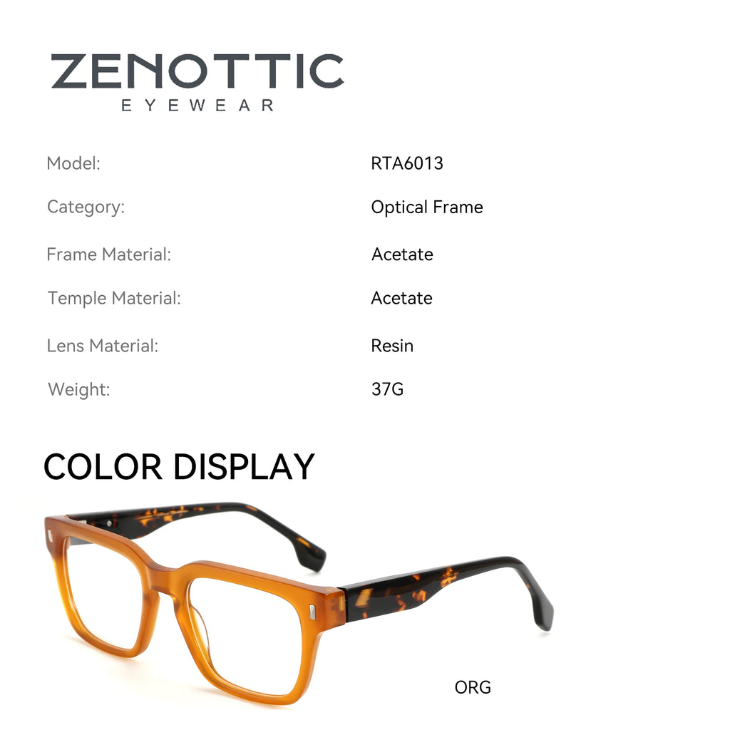 Monture Optique Carrée Homme | Acétate Fait Main ZENOTTIC | Style Premium Quotidien – CLEVI Paris