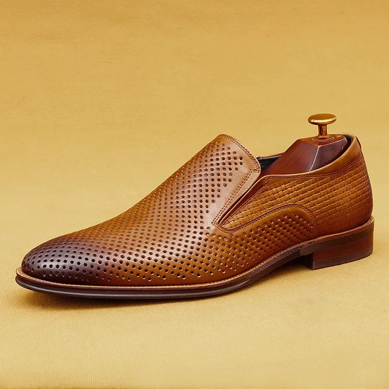 Mocassins Homme Cuir Vache Ajouré Slip-On Bout Rond Semelle Souple Respirant Style Britannique EU 37-46 ASTON M.JAZZ – CLEVI Paris