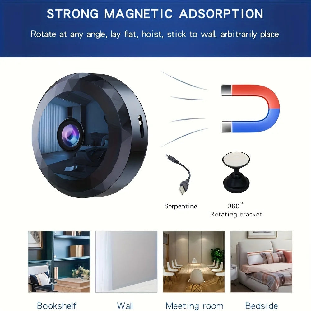 Mini Caméra de Sécurité WiFi 1080P – Vision Nocturne, Détection de Mouvement & Batterie Rechargeable – CLEVI Paris