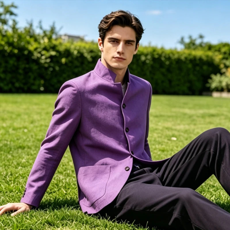 Blazer homme léger à col mandarin – CLEVI Paris