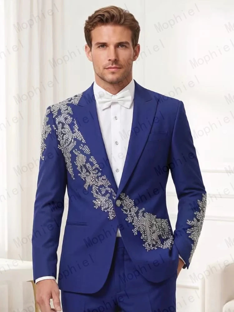 Costume homme 2 pièces floral brodé – CLEVI Paris