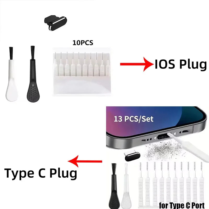 Cache Anti-Poussière & Kit Nettoyage Port de Charge Smartphone | iPhone & USB-C, Lot au Choix – CLEVI Paris