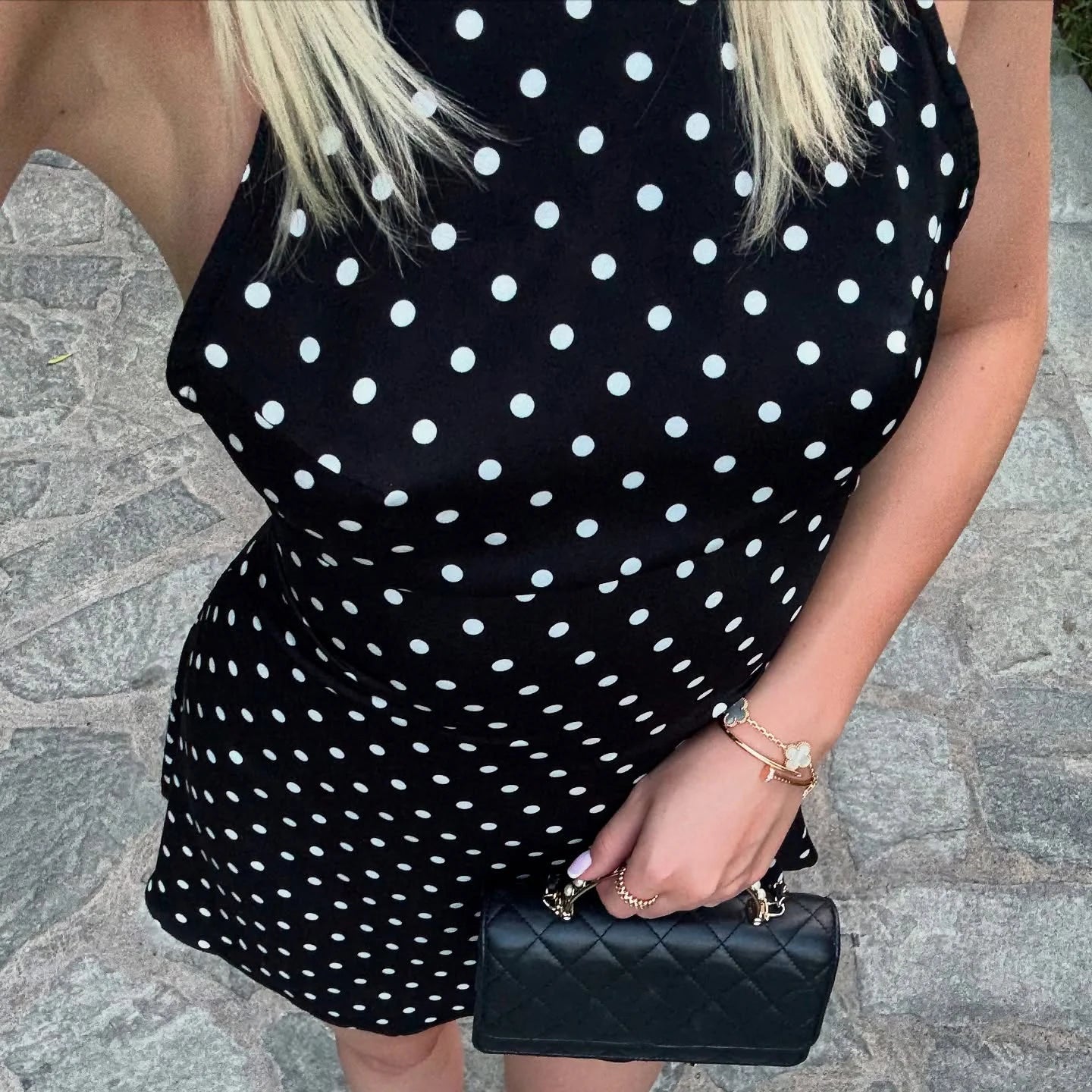 Robe Mini Halter à Pois Femme | Robe Slim Sans Manches Dos Nu Été – CLEVI Paris