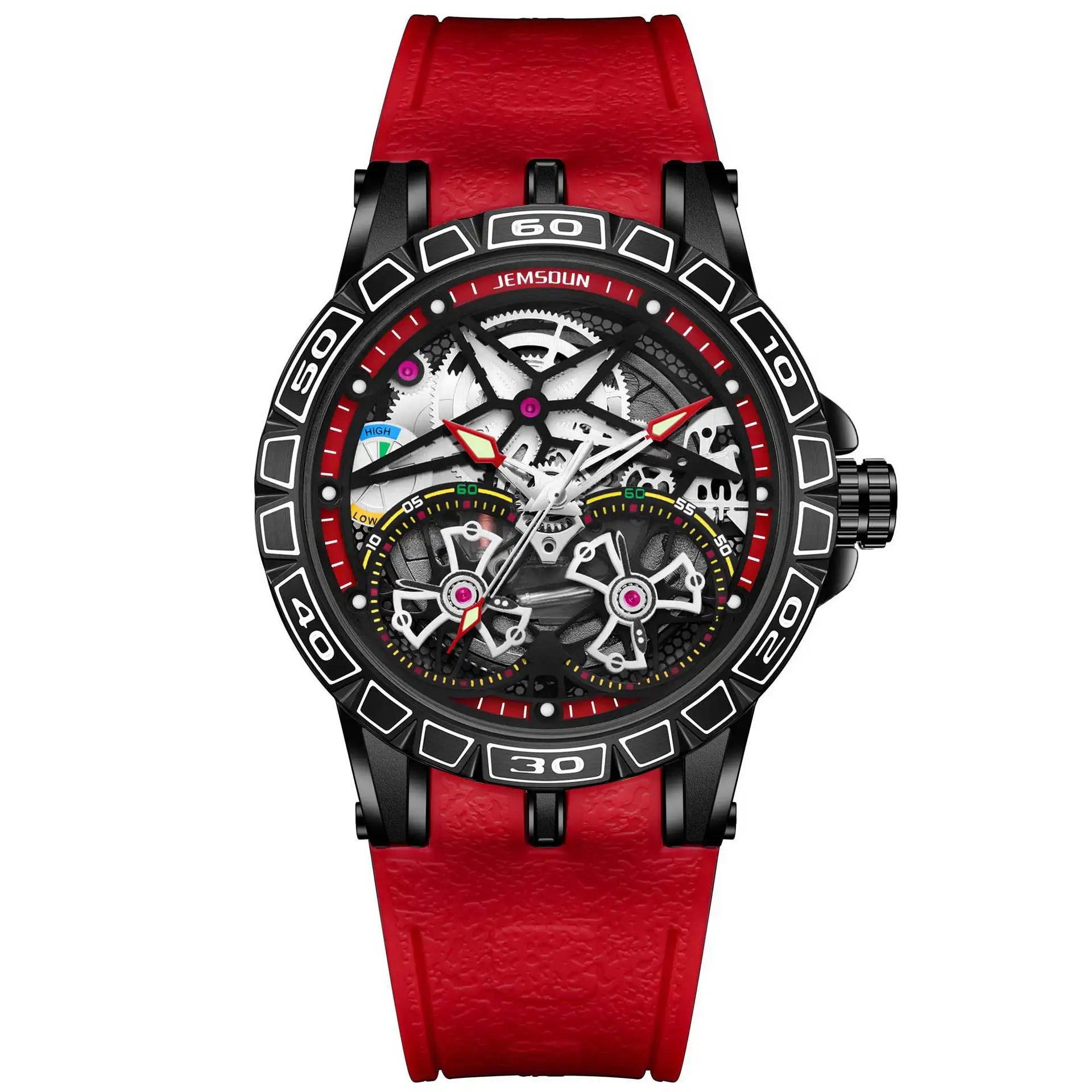Montre Homme Mécanique Manuel Double Volant Cadran Creux Lumineux Silicone W056 – CLEVI Paris