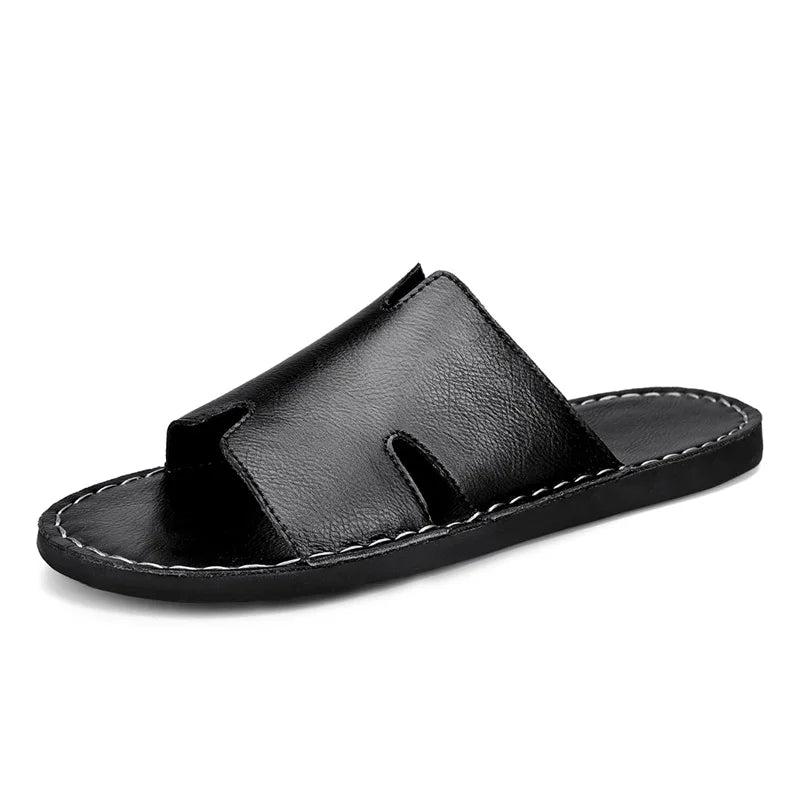 Chaussons Homme Été – Synthétique Antidérapant, Semelle Caoutchouc, Style Casual Outdoor | Noir ou Marron