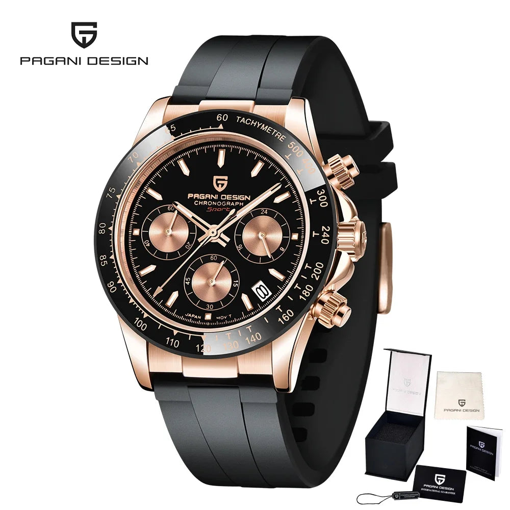 PAGANI DESIGN PD-1664 Montre Homme Chronographe Quartz Cadran Météorite Verre Saphir 10 ATM Lumineux 7 Coloris – CLEVI Paris