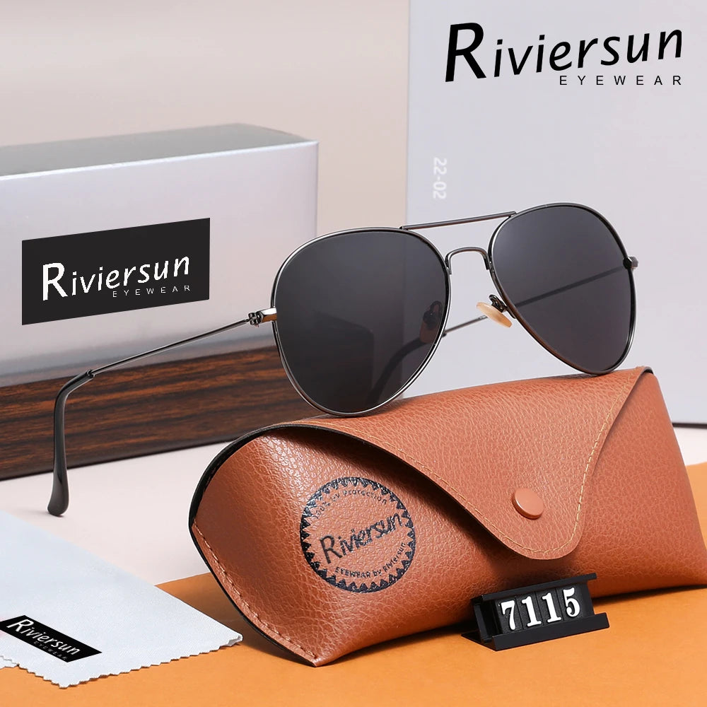 Lunettes de Soleil Aviateur Polarisées Unisexe RIVIERSUN – Monture Alliage Miroir UV400 – CLEVI Paris