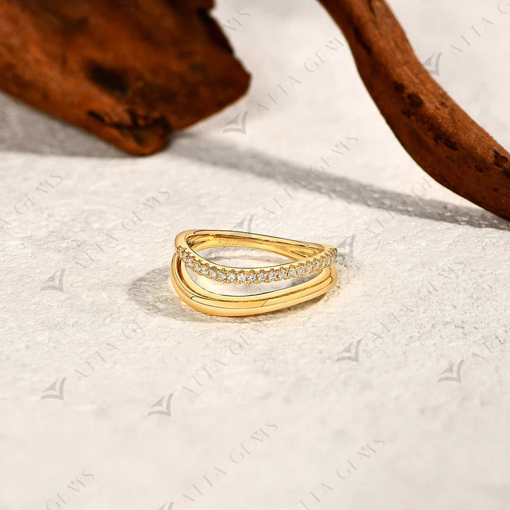 Bague Femme Moissanite D Color VVS1 Anneau Vague Argent 925 – CLEVI Paris