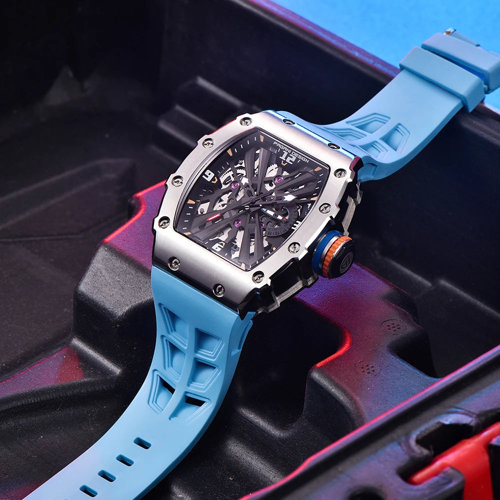 PAGANI DESIGN Montre Quartz Japonais Femme Homme Rectangulaire Saphir Silicone 42mm 100m – CLEVI Paris