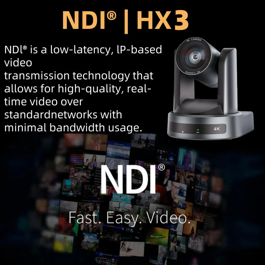 Caméra PTZ 4K Professionnelle – Zoom Optique 10x/20x NDI SDI HDMI USB PoE Suivi IA Conférence Streaming – CLEVI Paris