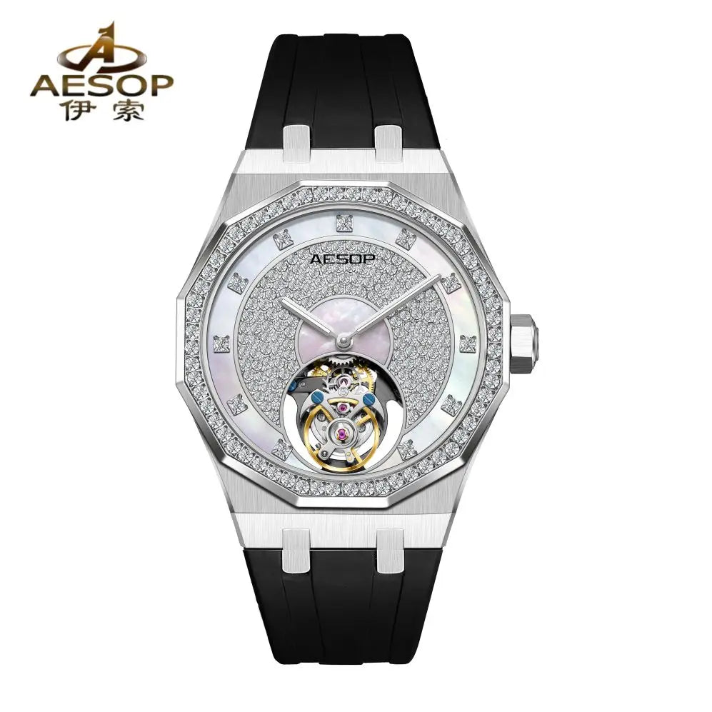 Montre Mécanique Tourbillon Volant AESOP 7089 Squelette Double Face Saphir – CLEVI Paris