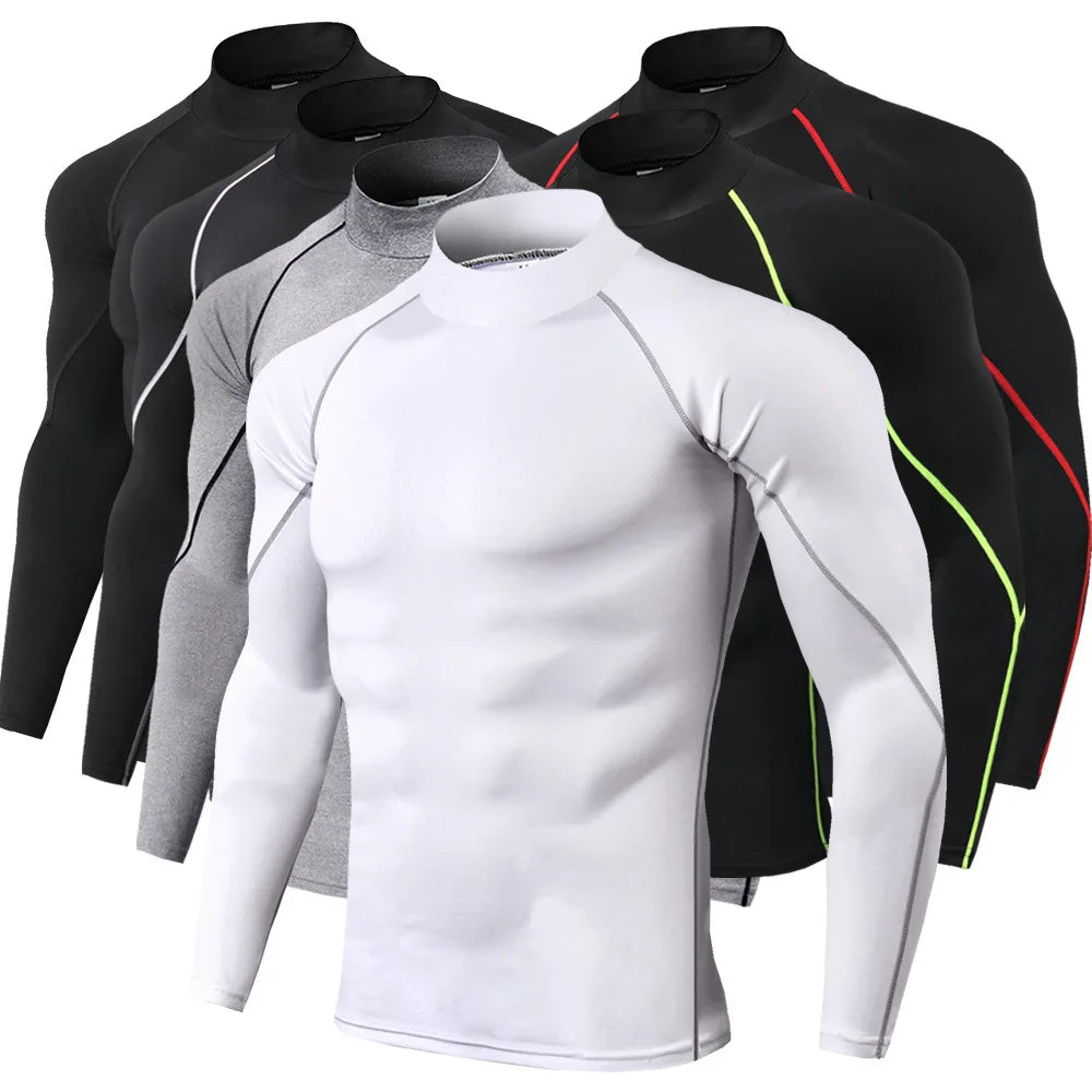 T-shirt Sport Homme Manches Longues Compression Polyester | Séchage Rapide, Running & Fitness, Tailles M à 3XL – CLEVI Paris