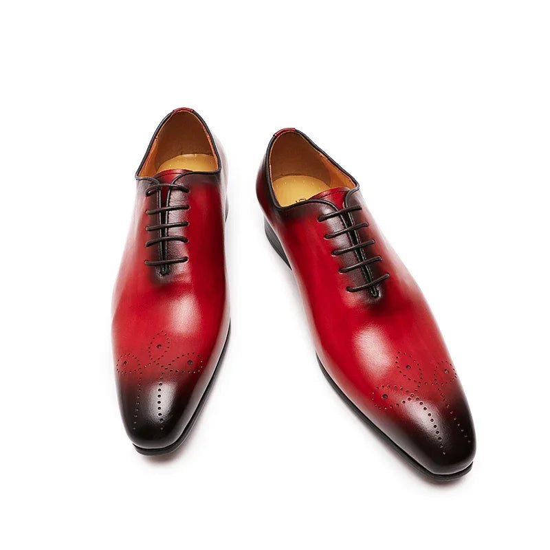 Oxford Homme Cuir de Vache Véritable Bout Pointu Style Italien Lacets Whole Cut | Mariage & Bureau EU 39-46