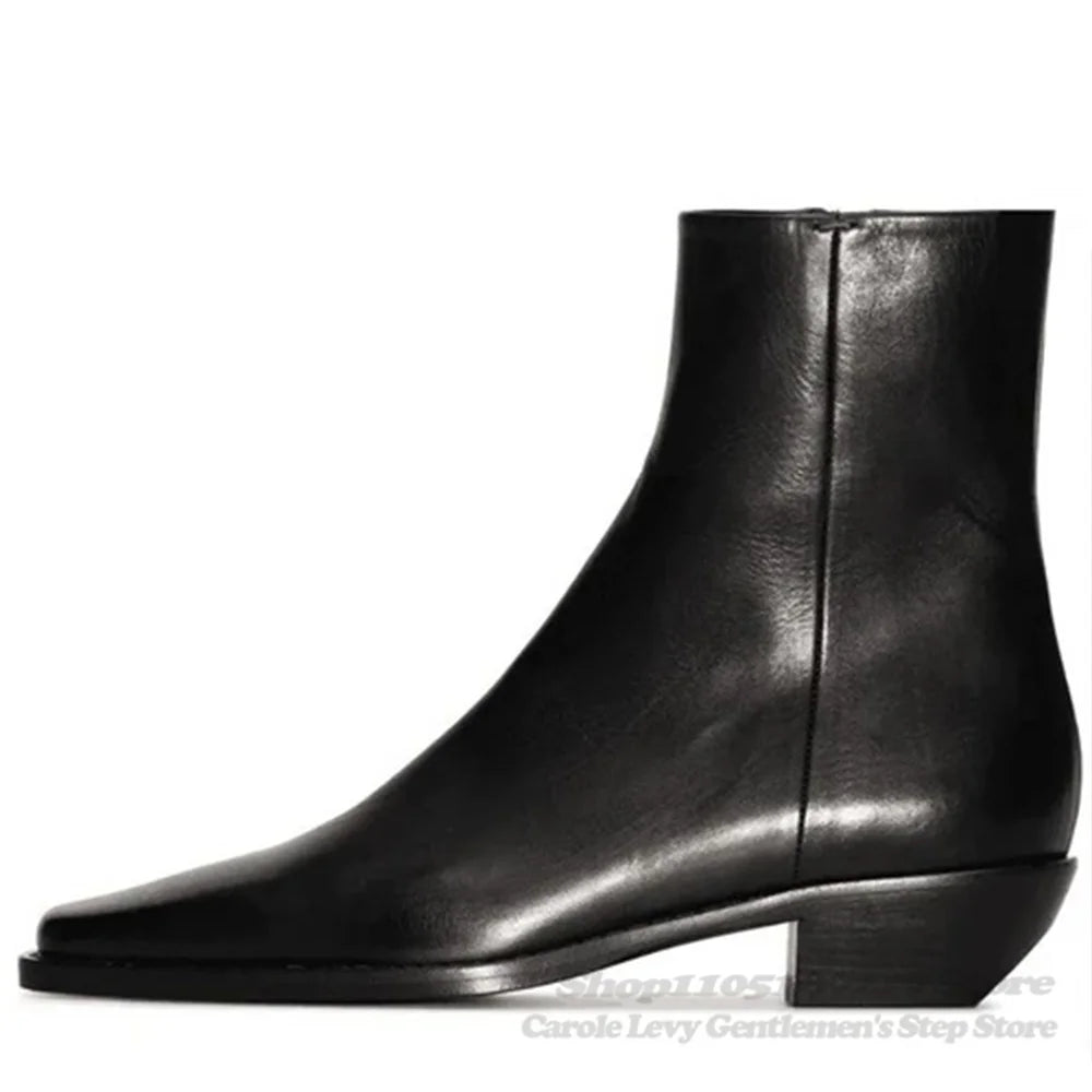 Chelsea Boot Homme Cuir Véritable Bout Pointu – Zip Latéral Fait Main