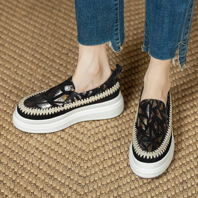 Mocassins Plateforme Femme Cuir Véritable – CLEVI Paris