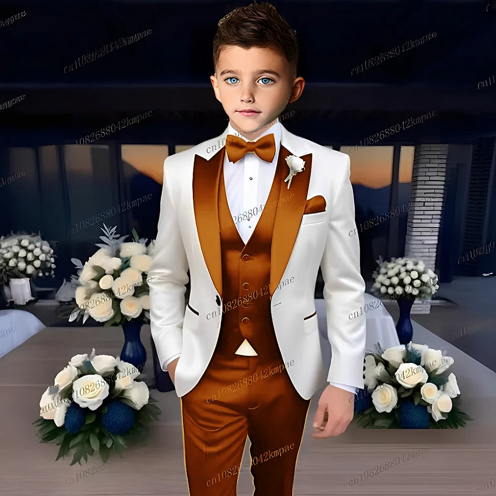 Costume 3 Pièces Garçon Mariage Cérémonie Blazer Gilet Pantalon 13 Coloris – CLEVI Paris