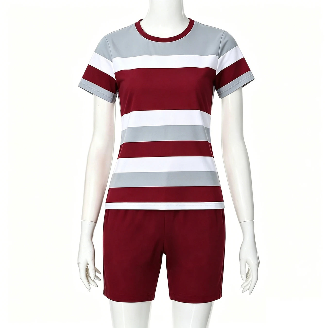 Ensemble 2 Pièces Femme Top Rayé Manches Courtes & Short – CLEVI Paris