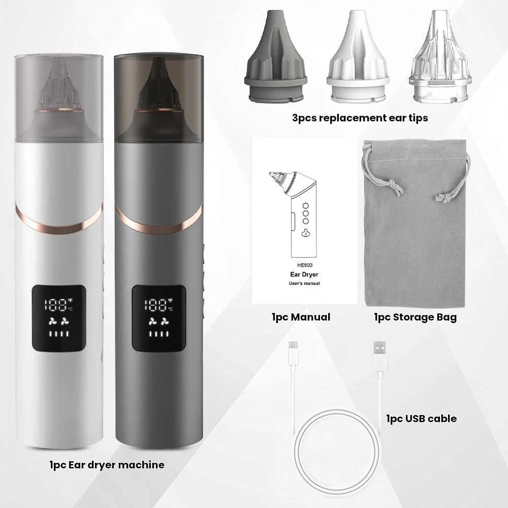 Sèche-Oreilles Électrique 3 Températures Luminothérapie Rouge Rechargeable – CLEVI Paris
