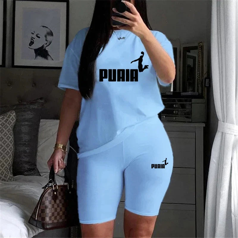 Ensemble 2 Pièces Femme T-Shirt Col Rond Manches Courtes Short Casual Été – CLEVI Paris