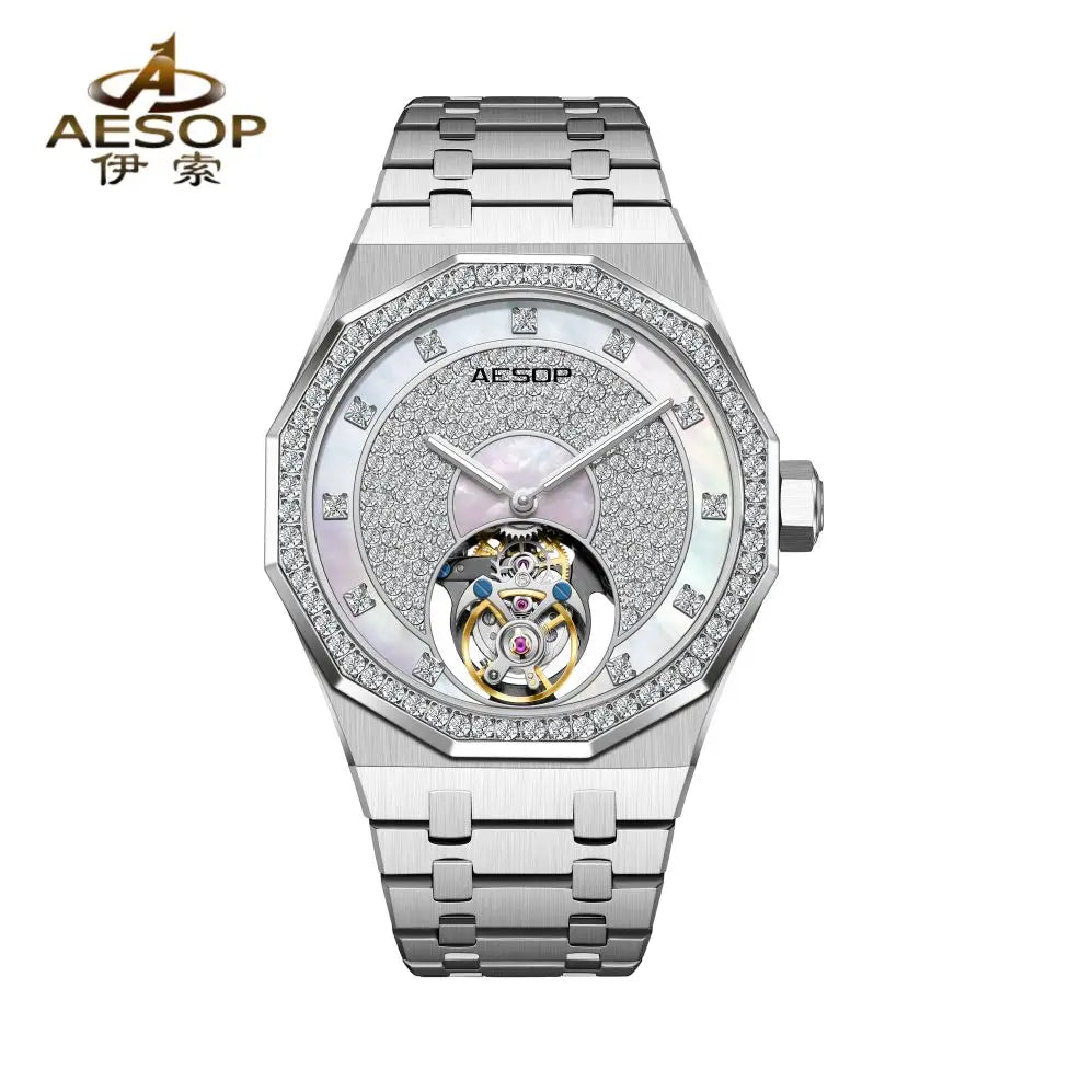 Montre Mécanique Tourbillon Volant AESOP 7089 Squelette Double Face Saphir – CLEVI Paris