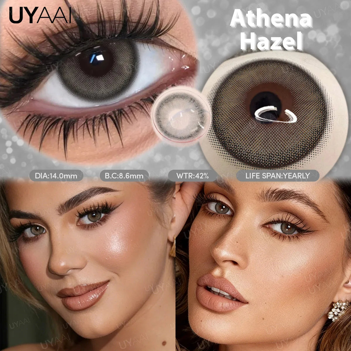 Lentilles de Contact Colorées UYAAI – Iris Réaliste, 8 Teintes, Port Annuel