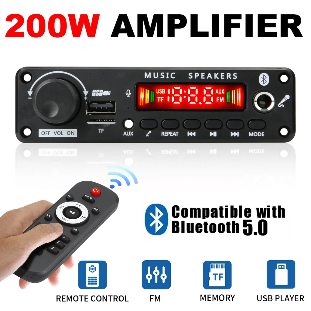 ARuiMei Carte Décodeur Amplificateur DIY TPA3116 Bluetooth 5.0 50W/200W MP3 FLAC USB TF FM – CLEVI Paris