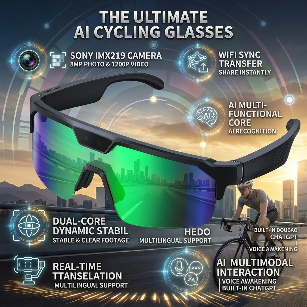 Lunettes Intelligentes AI GUHUAVMI Q01 Caméra 8MP Wi-Fi Bluetooth Assistant Vocal – CLEVI Paris