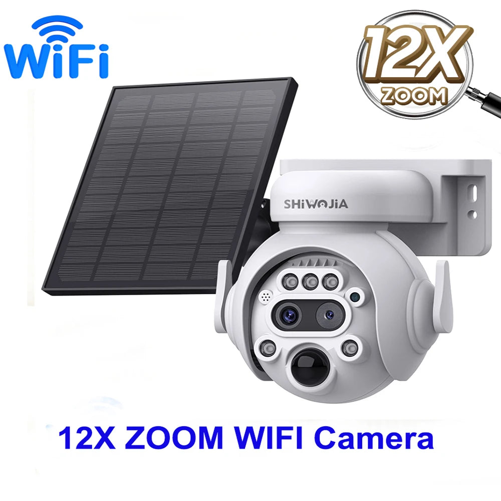 Caméra Solaire Extérieure 8MP 4K Double Objectif Zoom 12x 4G Wi-Fi PIR IP65 – CLEVI Paris
