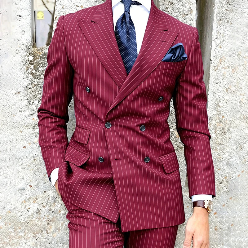 Costume 2 Pièces Homme Double Boutonnage Revers Pointu Slim Fit – CLEVI Paris