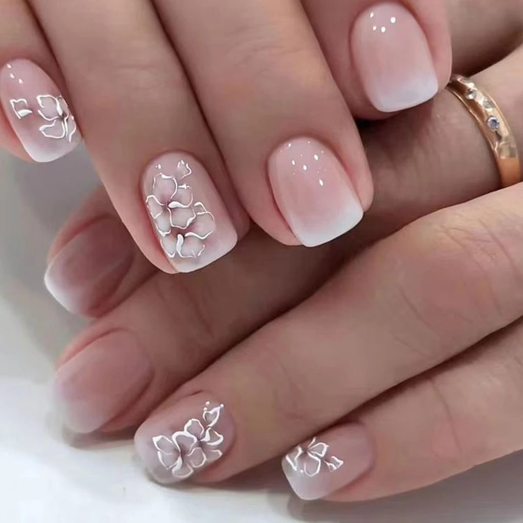 Faux Ongles Press-On Style French | Lot de 24, Forme Carrée – CLEVI Paris