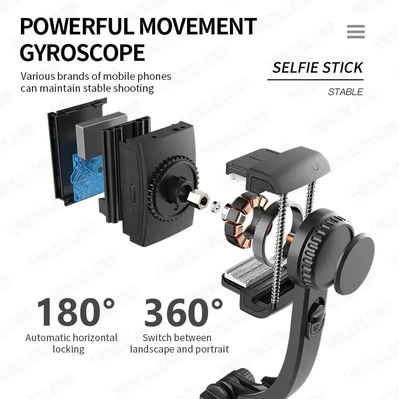 Gimbal Stabilisateur Smartphone 1 Axe Bluetooth Pliable | Perche Selfie Trépied Live
