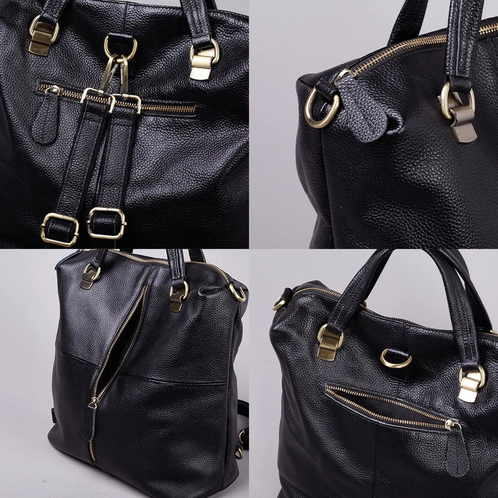 Sac À Dos Femme Cuir Vache Convertible Anti-Vol Voyage – CLEVI Paris