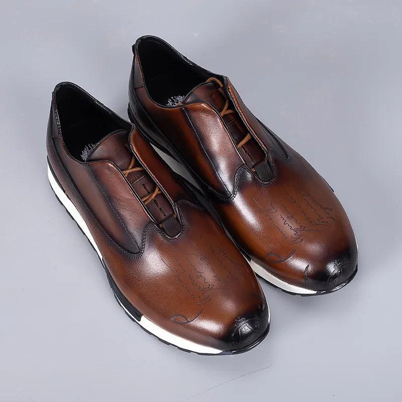 Oxford Homme Cuir Véritable Lacets | Sneaker Vintage Multicolore Respirant
