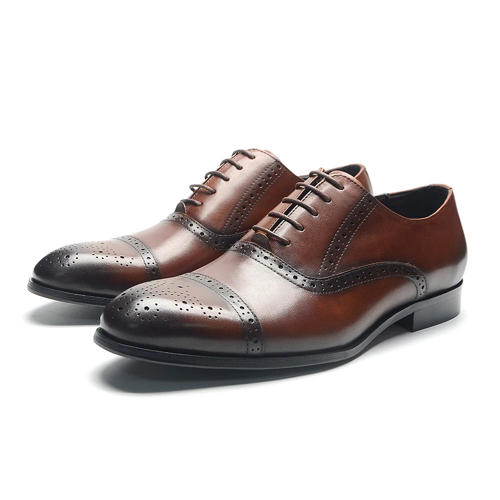 Oxford brogue homme en cuir à lacets – CLEVI Paris