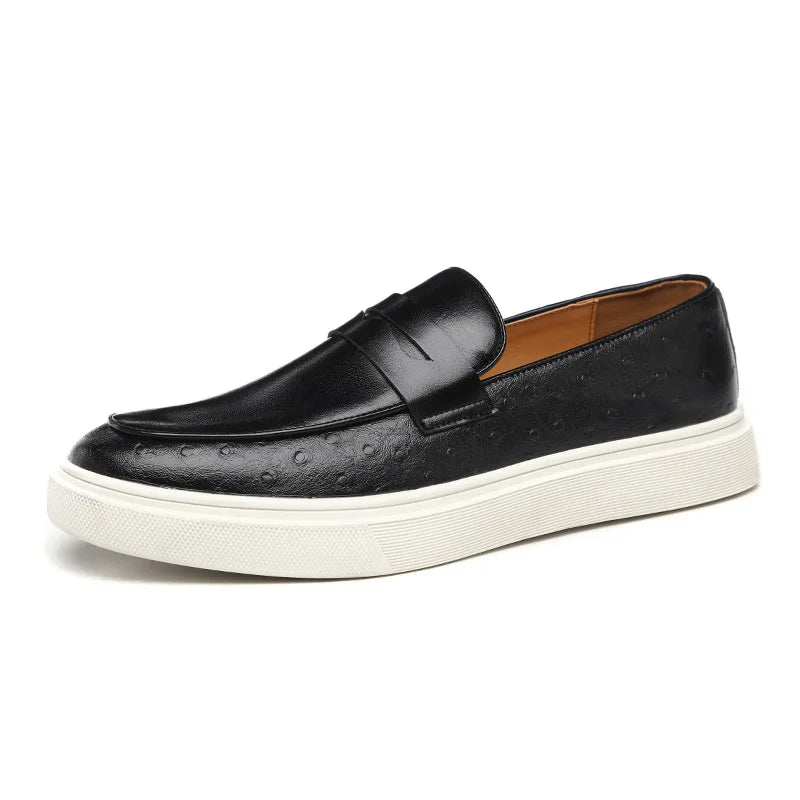 Loafer Penny Homme Cuir Embossé Slip-On Semelle Épaisse Style Britannique | Casual Outdoor EU 38-46