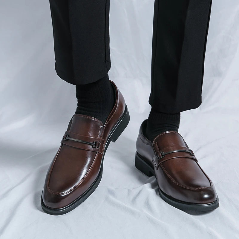 Mocassins Loafers Cuir Homme Bout Rond Slip-On | Noir Marron EU 38-46