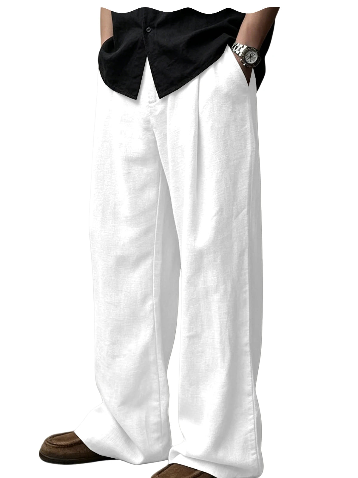 Pantalon homme plissé taille haute jambes larges – CLEVI Paris