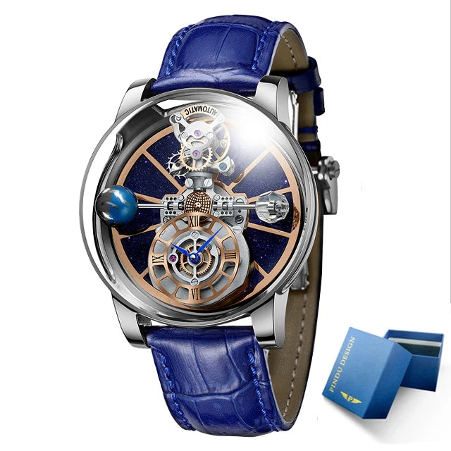Montre Homme Quartz Ciel Étoilé Verre Courbé Transparent Cuir 10 Bar – CLEVI Paris