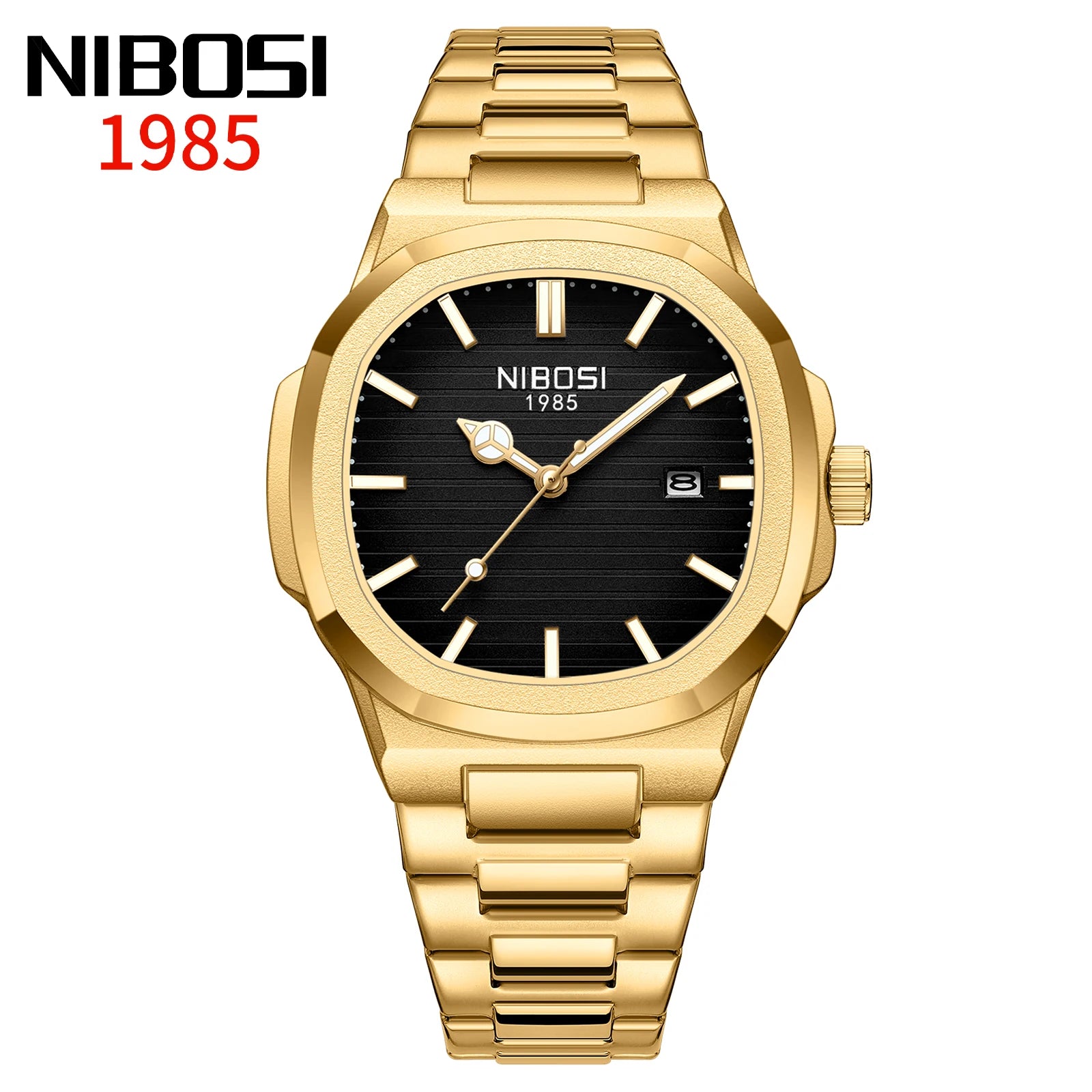 Montre NIBOSI 2632 – Quartz Sport, Boîtier Carré Alliage, Bracelet Acier Inoxydable, Étanche 3 ATM – CLEVI Paris