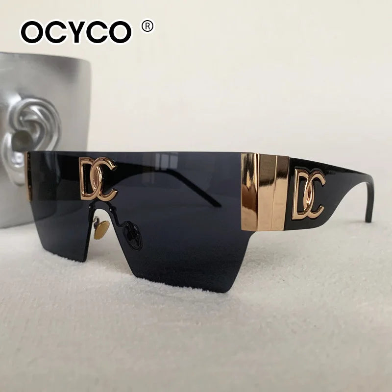 Lunettes de Soleil Carrées Sans Monture Vintage UV400 Dégradé Femme – CLEVI Paris