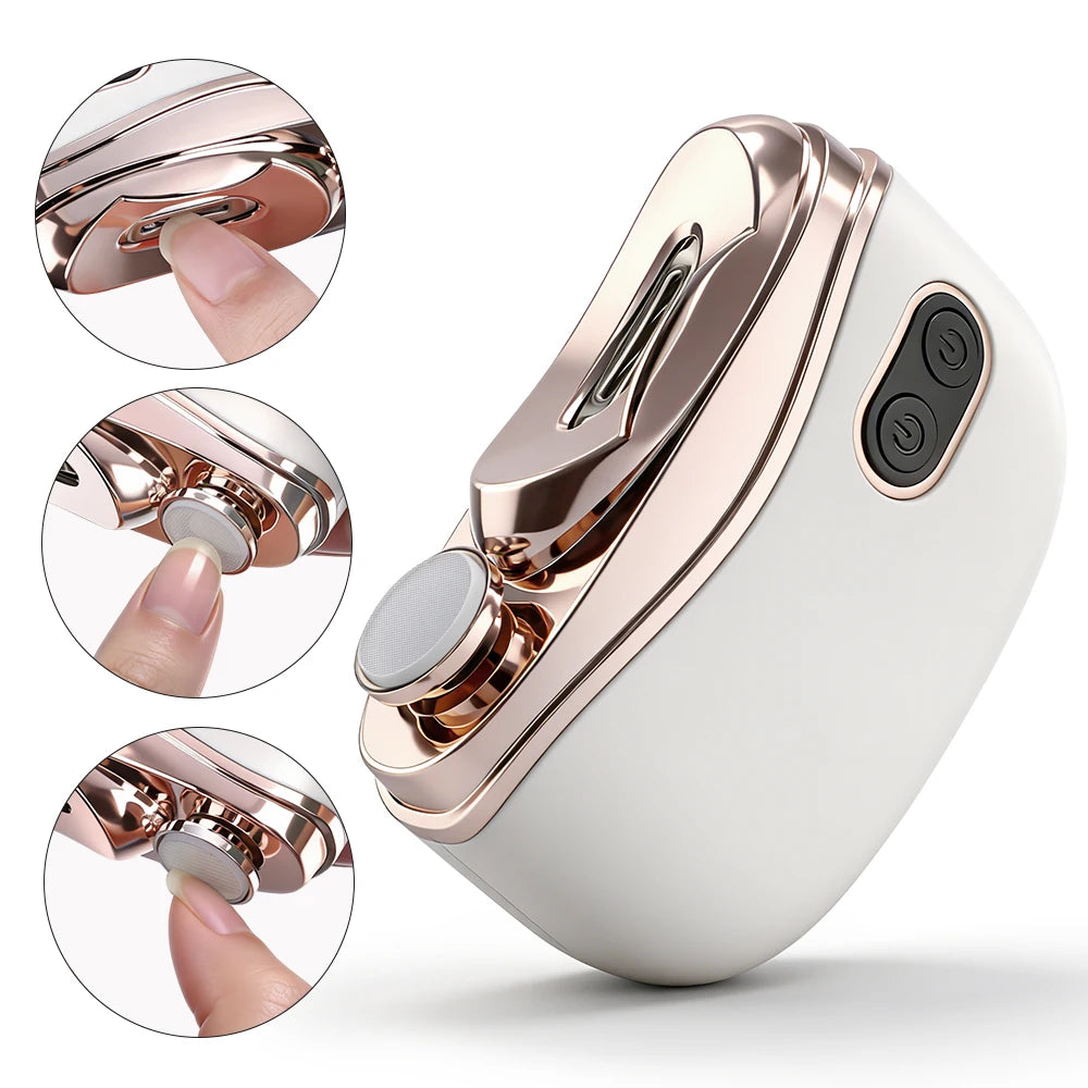 Coupe-Ongles Électrique Rechargeable LED 2-en-1 Taille & Polissage Adultes Bébé – CLEVI Paris
