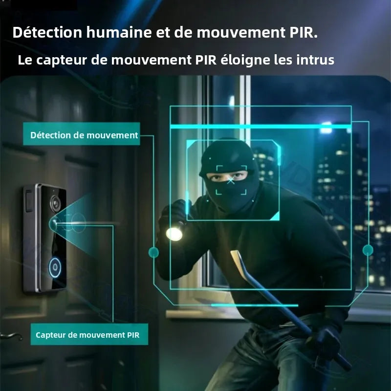 Sonnette Vidéo Sans Fil Écran IPS 4,3" IP65 Intercom 2,4G Vision Nocturne – CLEVI Paris