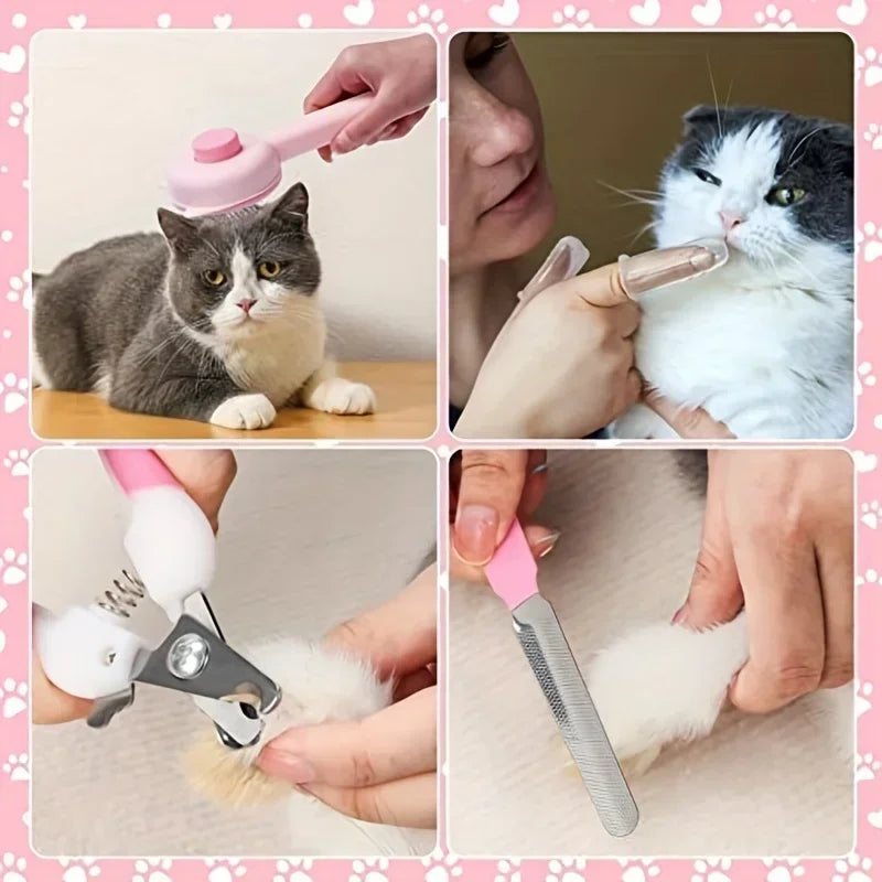 Kit de toilettage 8 pièces pour chat – CLEVI Paris