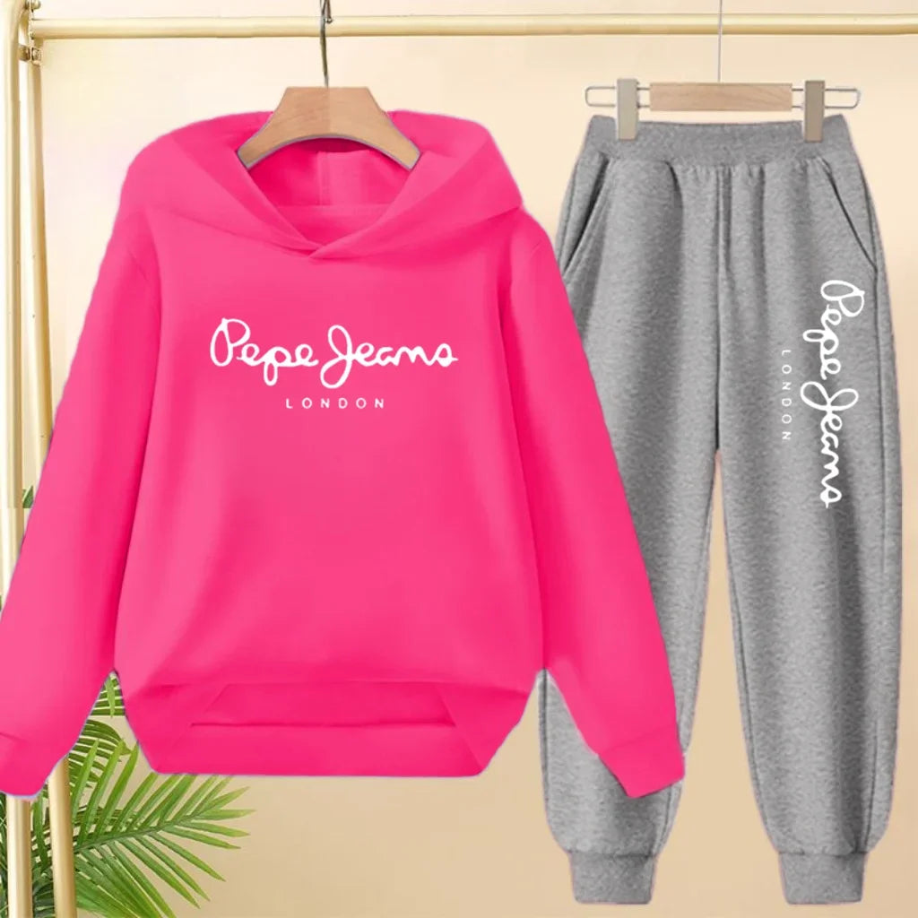 Ensemble Sweat à Capuche + Pantalon Enfant 3-13 Ans – Imprimé Lettres, Unisexe, Toutes Saisons – CLEVI Paris