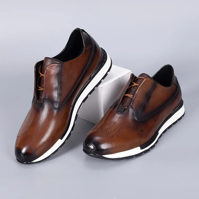 Oxford Homme Cuir Véritable Lacets | Sneaker Vintage Multicolore Respirant