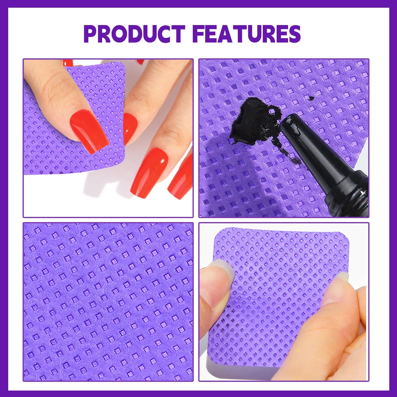 Lingettes Coton Sans Peluches – Retrait Vernis & Gel UV – CLEVI Paris