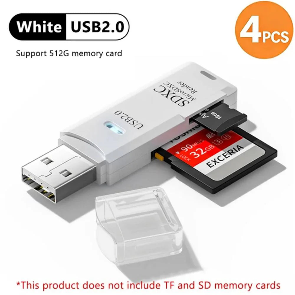 Lecteur de Cartes USB 2-en-1 – SD/TF, USB 2.0 & 3.0, Hub 4 Ports, PC & Laptop