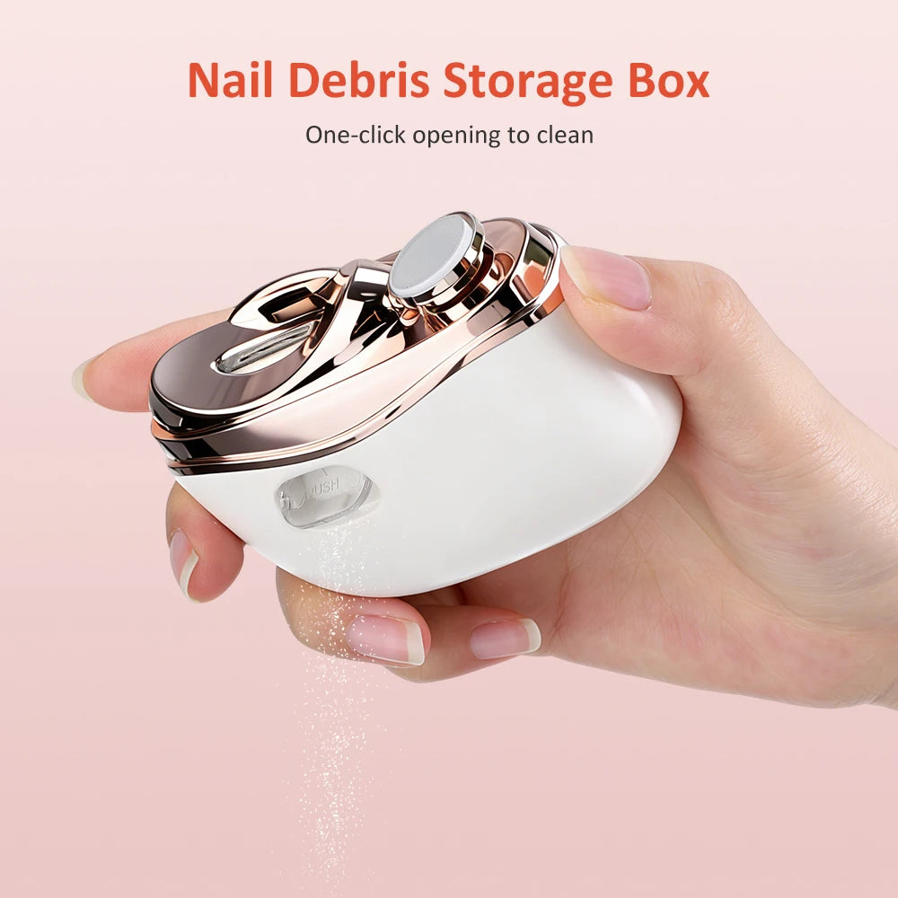 Coupe-Ongles Électrique Rechargeable LED 2-en-1 Taille & Polissage Adultes Bébé – CLEVI Paris