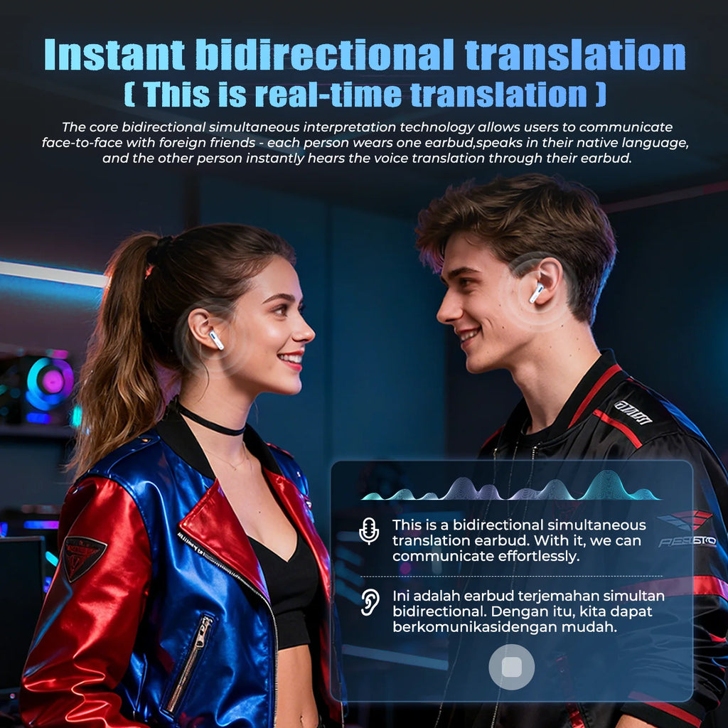 Écouteurs Bluetooth HTC NE49 – Traducteur IA 134 Langues, RGB, ENC, Gaming