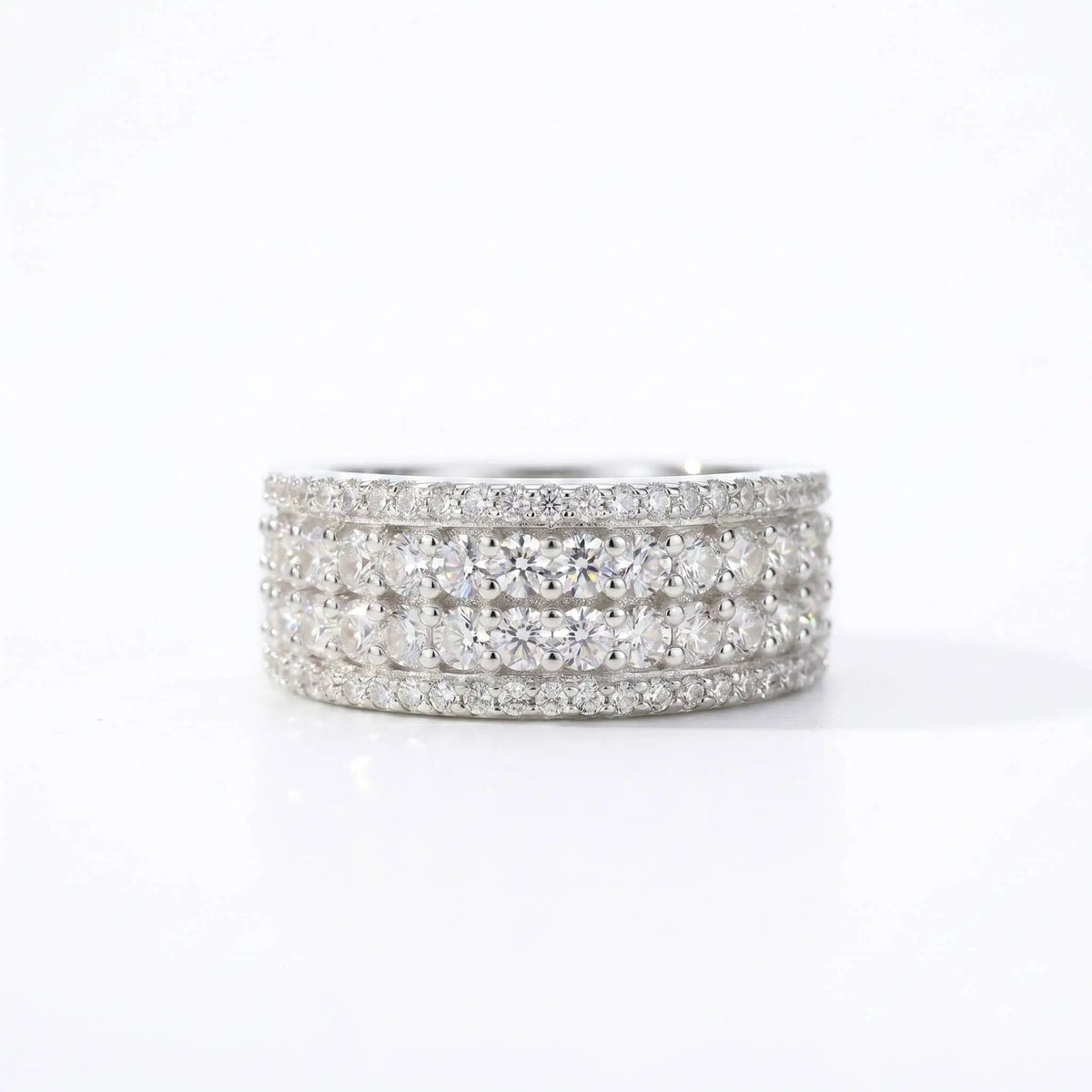 Bague Double Rang Moissanite Pavé Argent 925 – CLEVI Paris